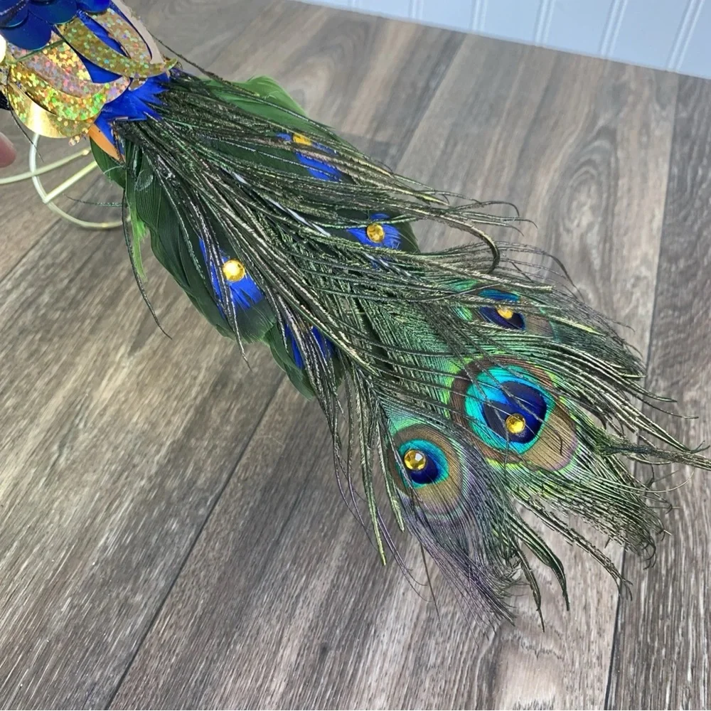Peacock Blue Green Clip-on or Hanging Ornament with Feather Christmas 11